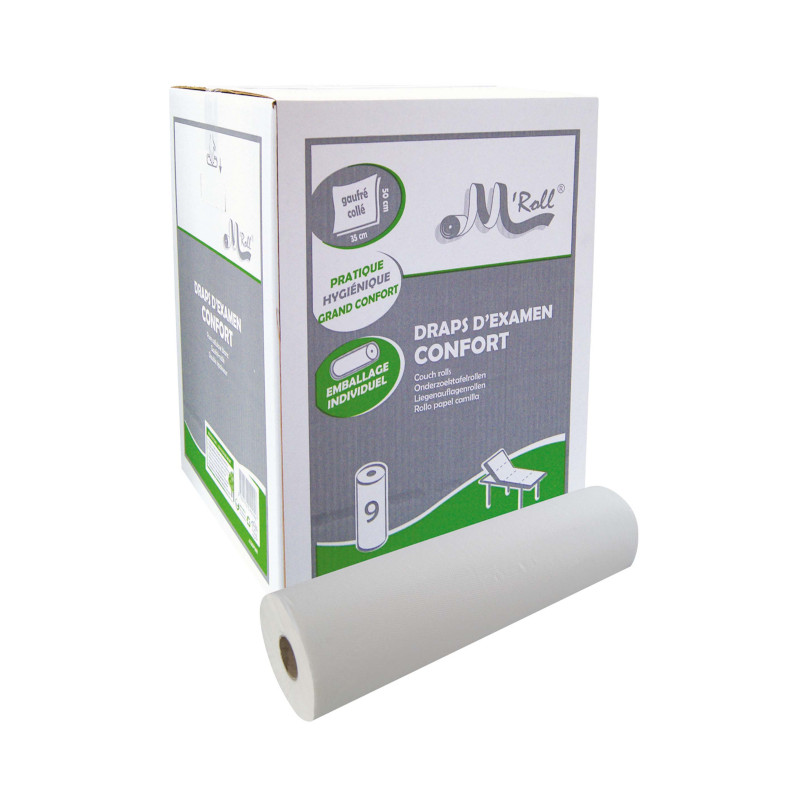 DRAP EXAMEN BLANC 2 PLIS - CARTON DE 9 ROULEAUX